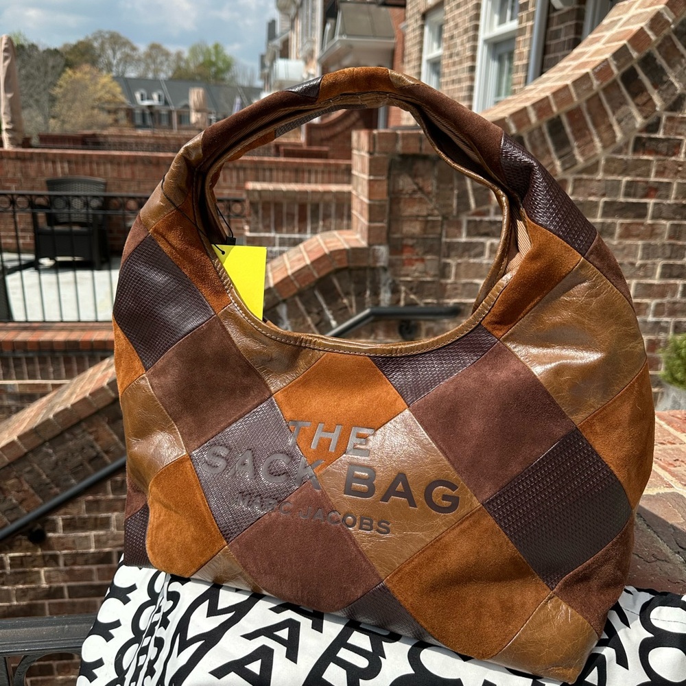 Marc Jacobs Patchwork Suede & Leather Hobo in Brown and Tan NWT - Picture 9 of 9